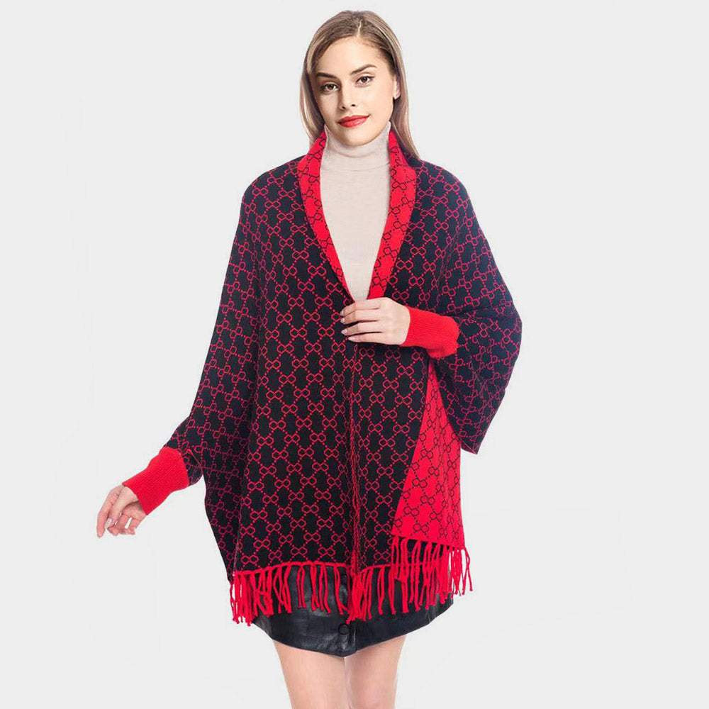 Luxury Patterned Poncho - Madeline Love - Flyclothing LLC