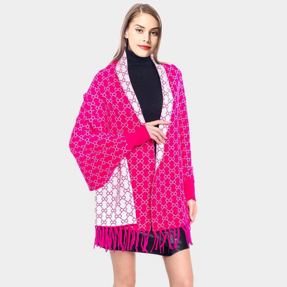 Luxury Patterned Poncho - Madeline Love - Flyclothing LLC