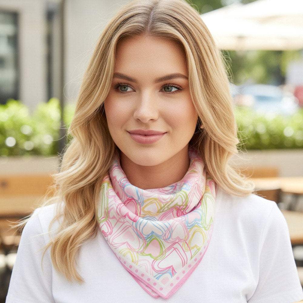 Heart Pattern Square Bandana Scarf - Madeline Love - Flyclothing LLC