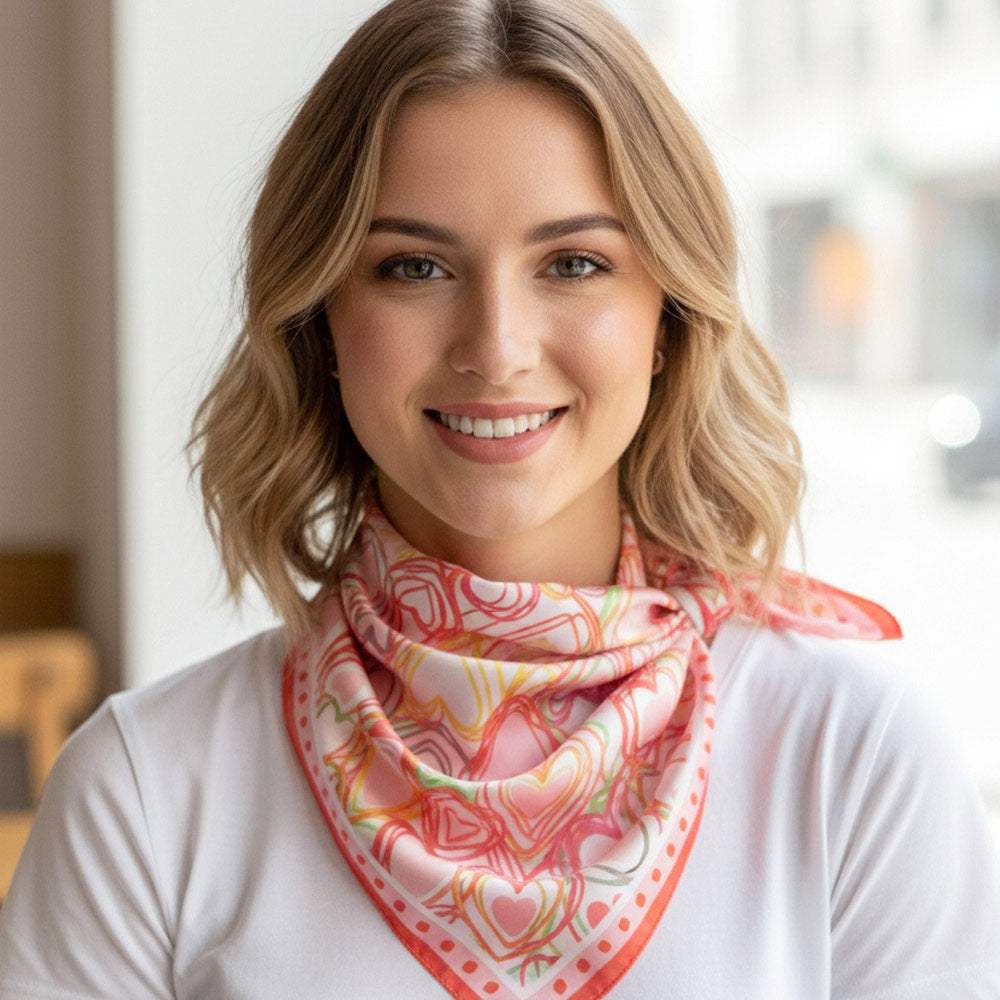 Heart Pattern Square Bandana Scarf - Madeline Love - Flyclothing LLC