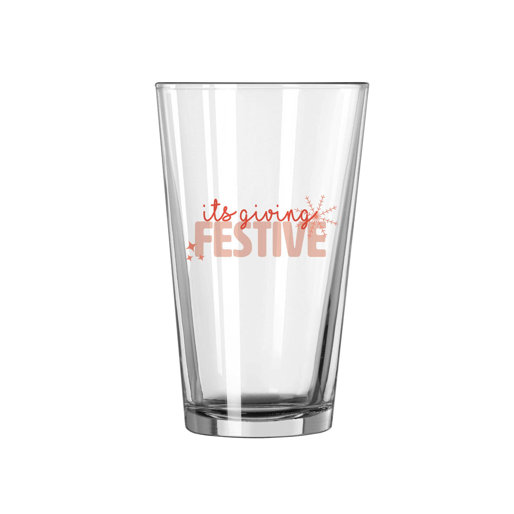 Christmas Festive 16oz Pint Glass - Logo Brands - Flyclothing LLC
