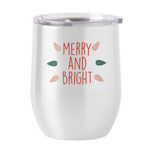 Christmas Merry and Bright 16oz Stainless Curved Beverage - Logo Brands - Flyclothing LLC