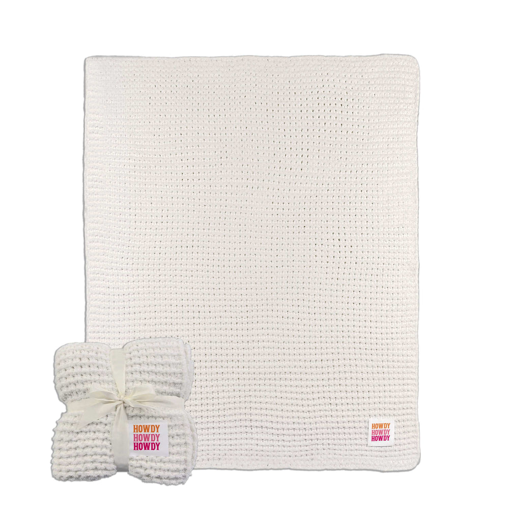 Just A Girl Cable Howdy Knit Throw 50x60 - Logo Brands - Flyclothing LLC