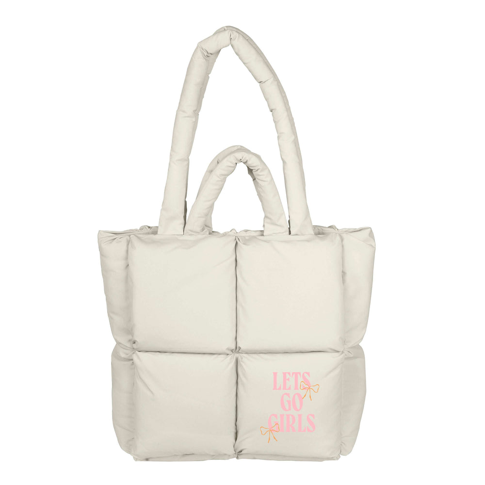 Just A Girl Lets Go Girls Puff Tote - Logo Brands - Flyclothing LLC