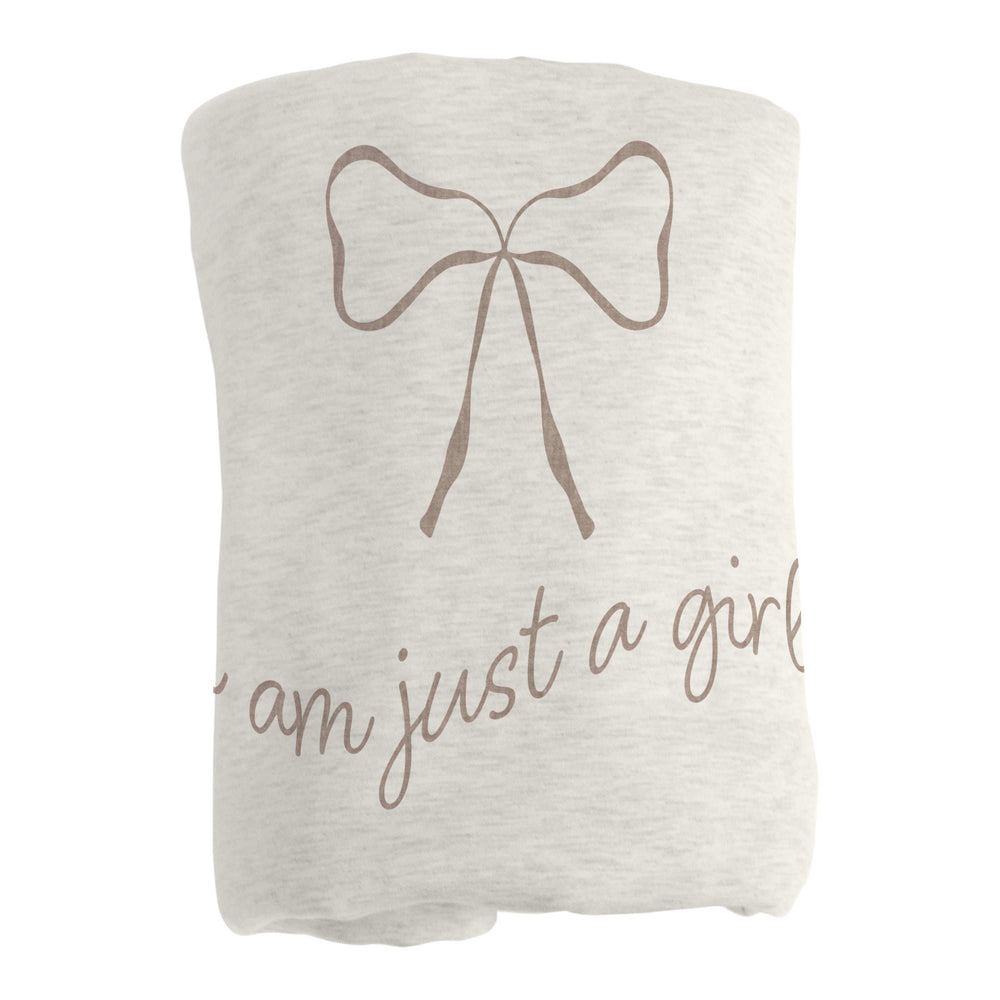 Just a Girl Neutral Bow Sublimated Sweatshirt Blanket - Logo Brands - Flyclothing LLC
