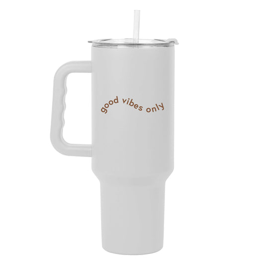 Just a Girl Good Vibes Only 40oz Powder Coat Tumbler - Logo Brands - Flyclothing LLC