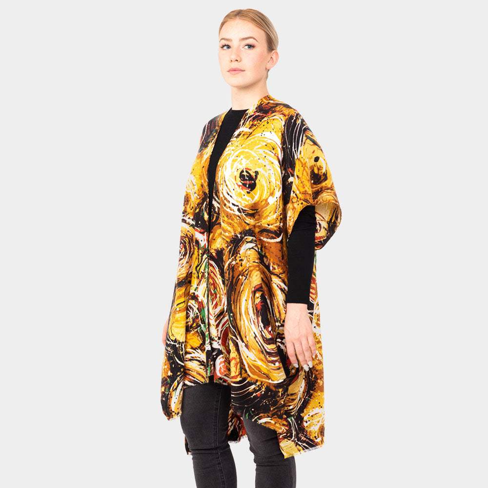 Abstract Print Kimono Poncho - Madeline Love - Flyclothing LLC