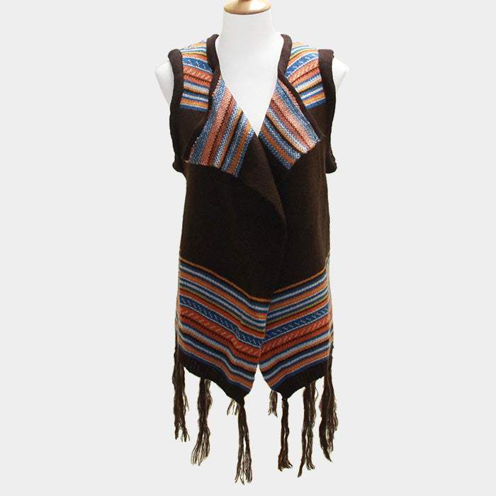 Tribal Fringe Acrylic Poncho - Madeline Love - Flyclothing LLC