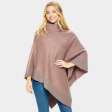 Bling Border Solid Neck Poncho - Madeline Love - Flyclothing LLC