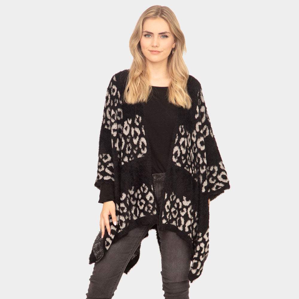 Leopard Printed Ruana Poncho - Madeline Love - Flyclothing LLC
