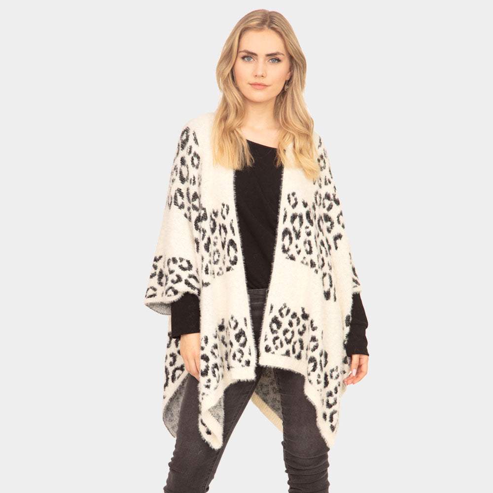 Leopard Printed Ruana Poncho - Madeline Love - Flyclothing LLC