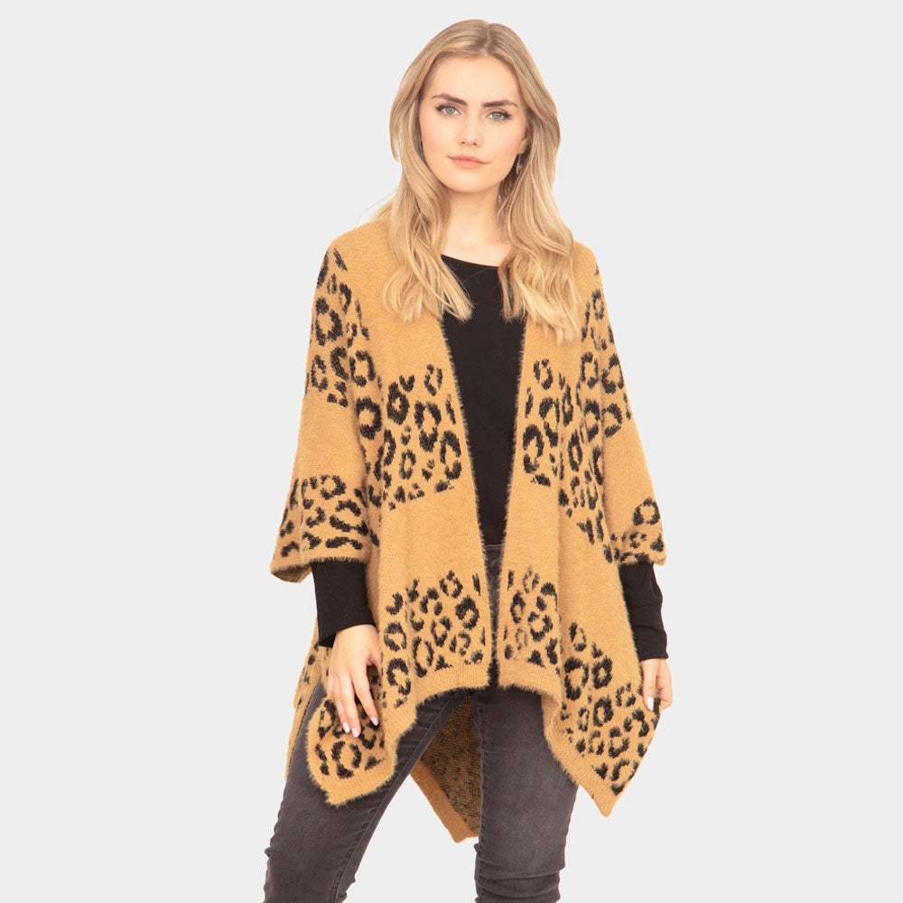 Leopard Printed Ruana Poncho - Madeline Love - Flyclothing LLC