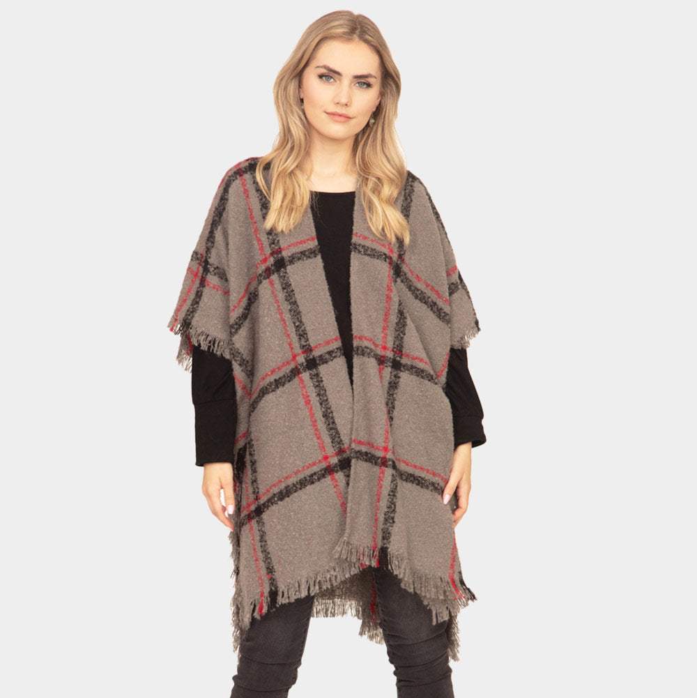 Plaid Check Poncho - Madeline Love - Flyclothing LLC