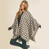 Plaid Check Pattern Ruana Poncho - Madeline Love - Flyclothing LLC