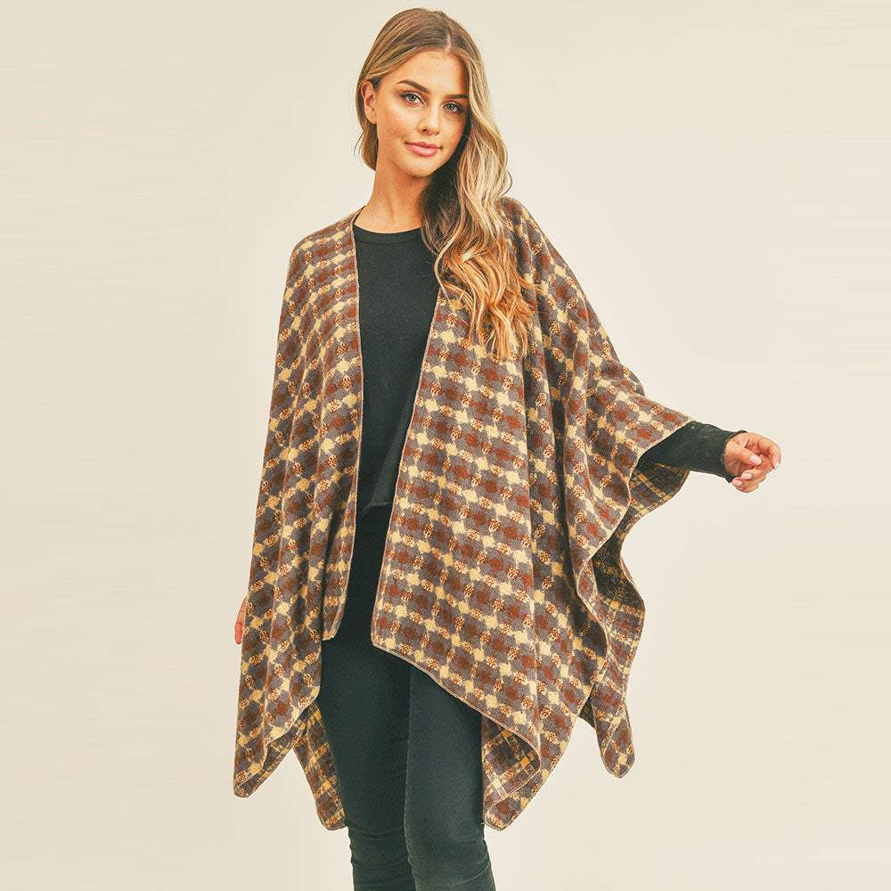 Plaid Check Pattern Ruana Poncho - Madeline Love - Flyclothing LLC