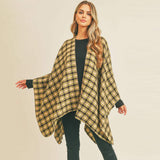 Plaid Check Pattern Ruana Poncho - Madeline Love - Flyclothing LLC