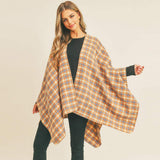 Plaid Check Pattern Ruana Poncho - Madeline Love - Flyclothing LLC