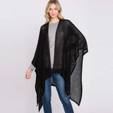 Solid Chenille Crochet Ruana Poncho - Madeline Love - Flyclothing LLC