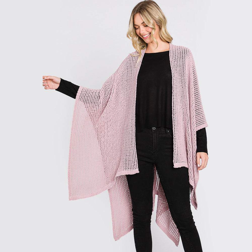 Solid Chenille Crochet Ruana Poncho - Madeline Love - Flyclothing LLC