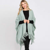 Fringe Cut Out Knit Ruana Poncho - Madeline Love - Flyclothing LLC