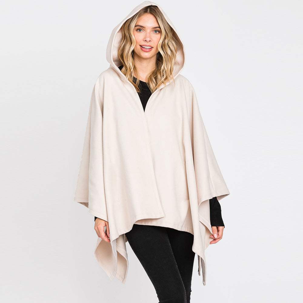 Hooded Solid Ruana Poncho - Madeline Love - Flyclothing LLC