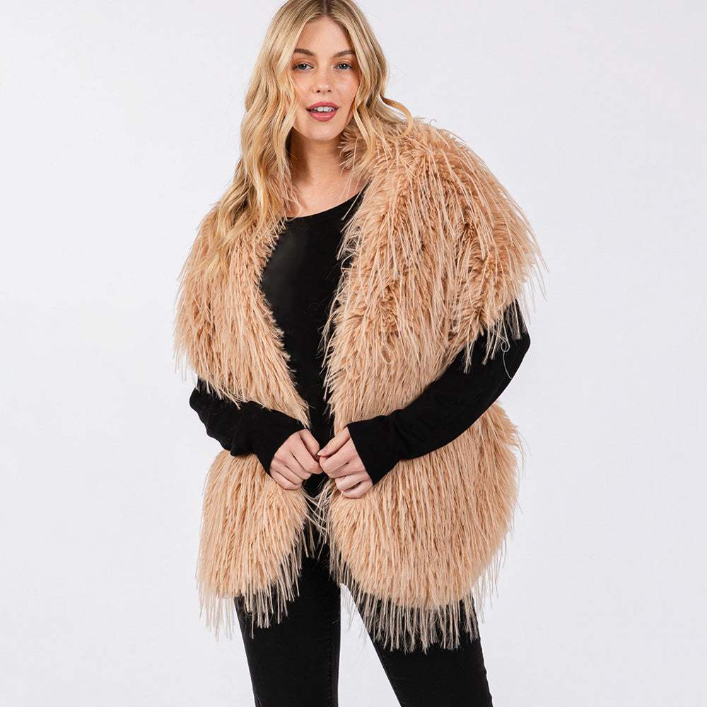 Faux Fur Pull Through Shawl - Madeline Love - Flyclothing LLC