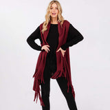 Embossed Dotted Line Tassel Knit Vest - Madeline Love - Flyclothing LLC