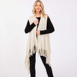Embossed Dotted Line Tassel Knit Vest - Madeline Love - Flyclothing LLC