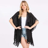 Crochet Tassel Trip Cover Up Poncho - Madeline Love - Flyclothing LLC