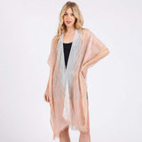 Striped Two Tone Cover Up Kimono Poncho - Madeline Love - Flyclothing LLC