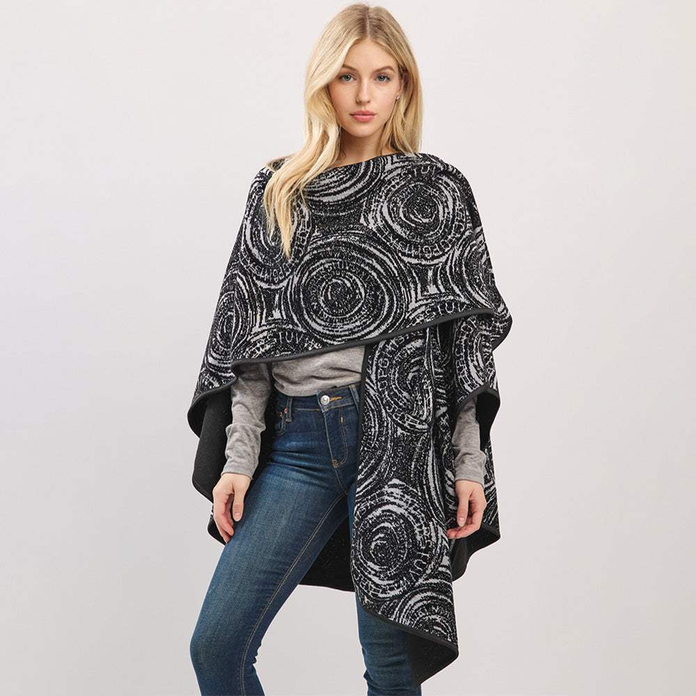 Geometric Print Poncho Wrap - Madeline Love - Flyclothing LLC