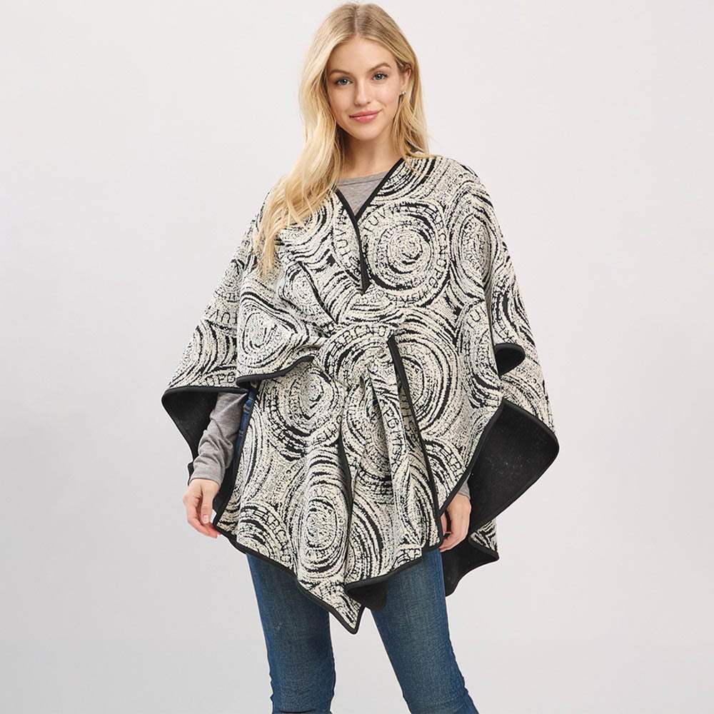 Geometric Print Poncho Wrap - Madeline Love - Flyclothing LLC