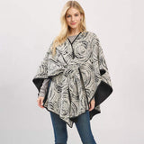 Geometric Print Poncho Wrap - Madeline Love - Flyclothing LLC