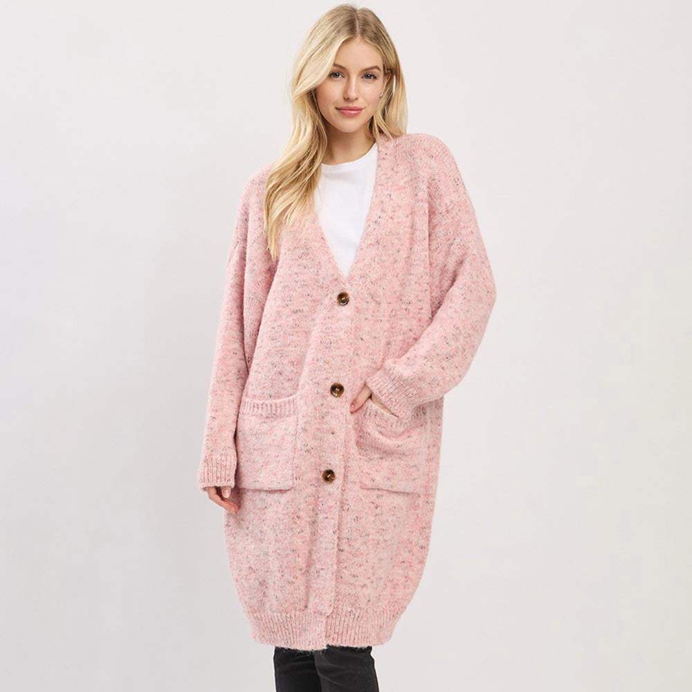 Long Button Front Soft Cozy Oversized Cardigan - Madeline Love - Flyclothing LLC