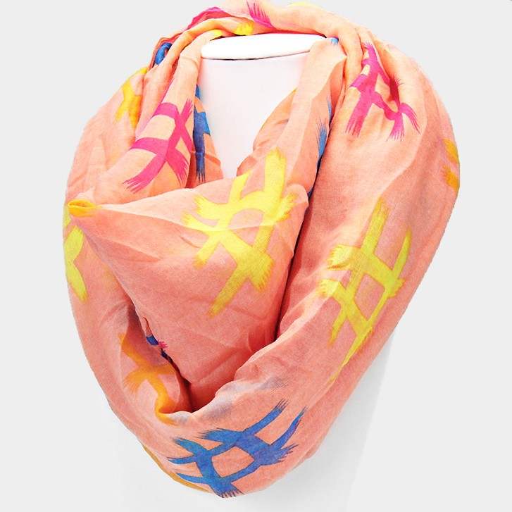 Pound Sign Print Infinity Scarf - Madeline Love - Flyclothing LLC