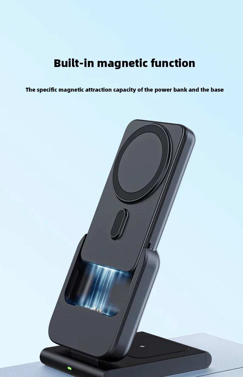 3in1 10000mAh Magnetic Wireless Power Bank Fast Charging Base Stand 5000mAh Portable External Battery for Apple iWatch iPhone 15 - ZeeBelle.com - Flyclothing LLC
