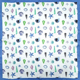 Beach Day Sea Life Printed Square Silky Satin Bandana Scarf - Madeline Love - Flyclothing LLC