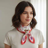 Beach Day Sea Life Printed Square Silky Satin Bandana Scarf - Madeline Love - Flyclothing LLC