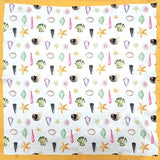 Beach Day Sea Life Printed Square Silky Satin Bandana Scarf - Madeline Love - Flyclothing LLC