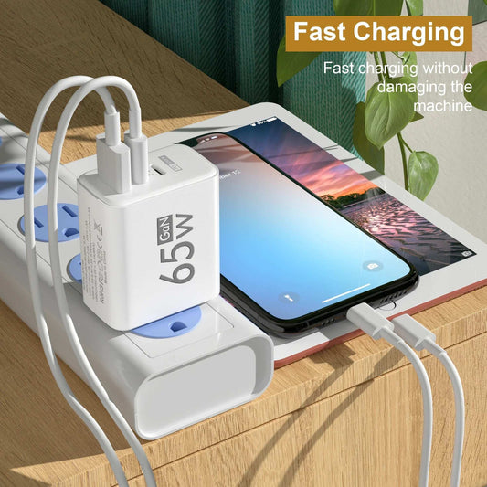 65W GaN USB C Charger Fast Charger QC3.0 Type C PD Mobile Phone Quick Charging Adapter for iPhone Samsung Xiaomi Wall Charger - ZeeBelle.com - Flyclothing LLC