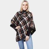 Plaid Check Patterned Coconut Button Poncho - Madeline Love - Flyclothing LLC