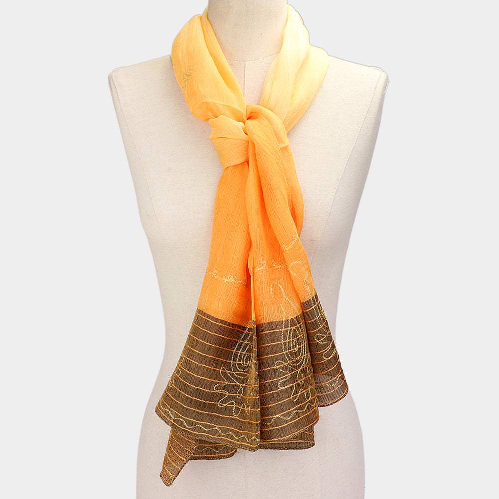 Embroidery Border Scarf - Madeline Love - Flyclothing LLC