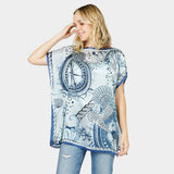 Nautical Printed Satin Poncho - Madeline Love - Flyclothing LLC