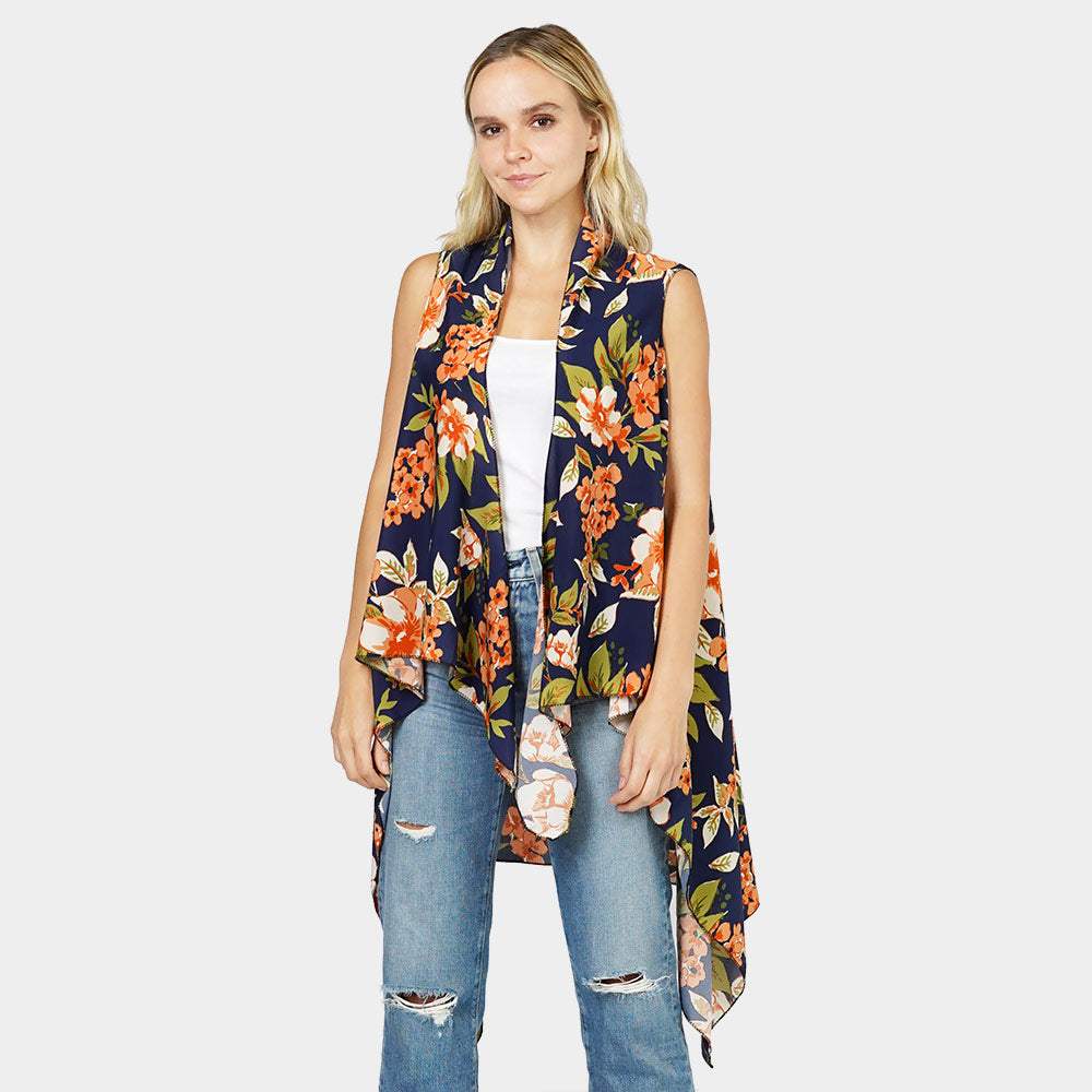 Flower Printed Vest - Madeline Love - Flyclothing LLC