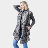 Western Patterned Pocket Vest - Madeline Love - Flyclothing LLC