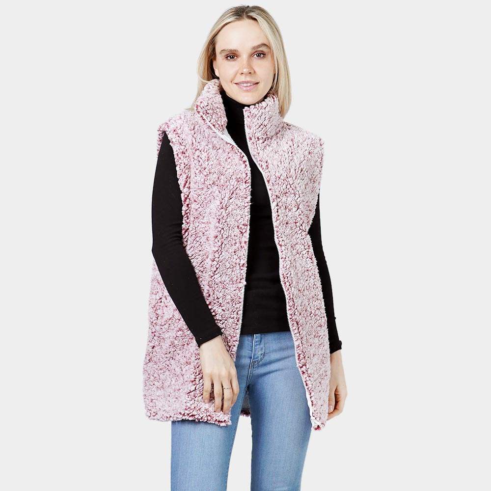 Sherpa Fleece Vest W/Zipper - Madeline Love - Flyclothing LLC