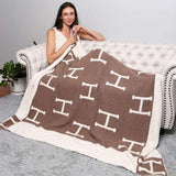 H Patterned Reversible Throw Blanket - Madeline Love - Flyclothing LLC