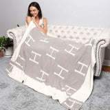 H Patterned Reversible Throw Blanket - Madeline Love - Flyclothing LLC