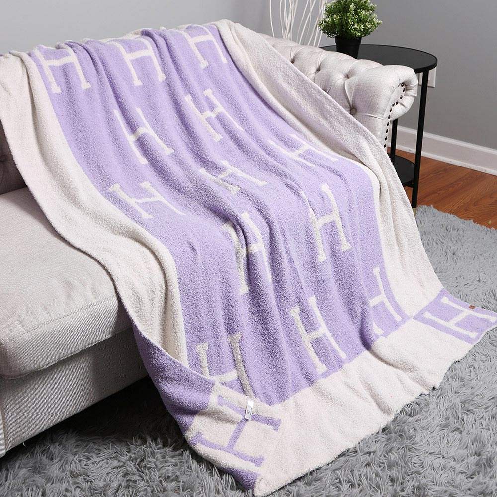 H Patterned Reversible Throw Blanket - Madeline Love - Flyclothing LLC