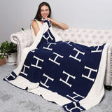H Patterned Reversible Throw Blanket - Madeline Love - Flyclothing LLC